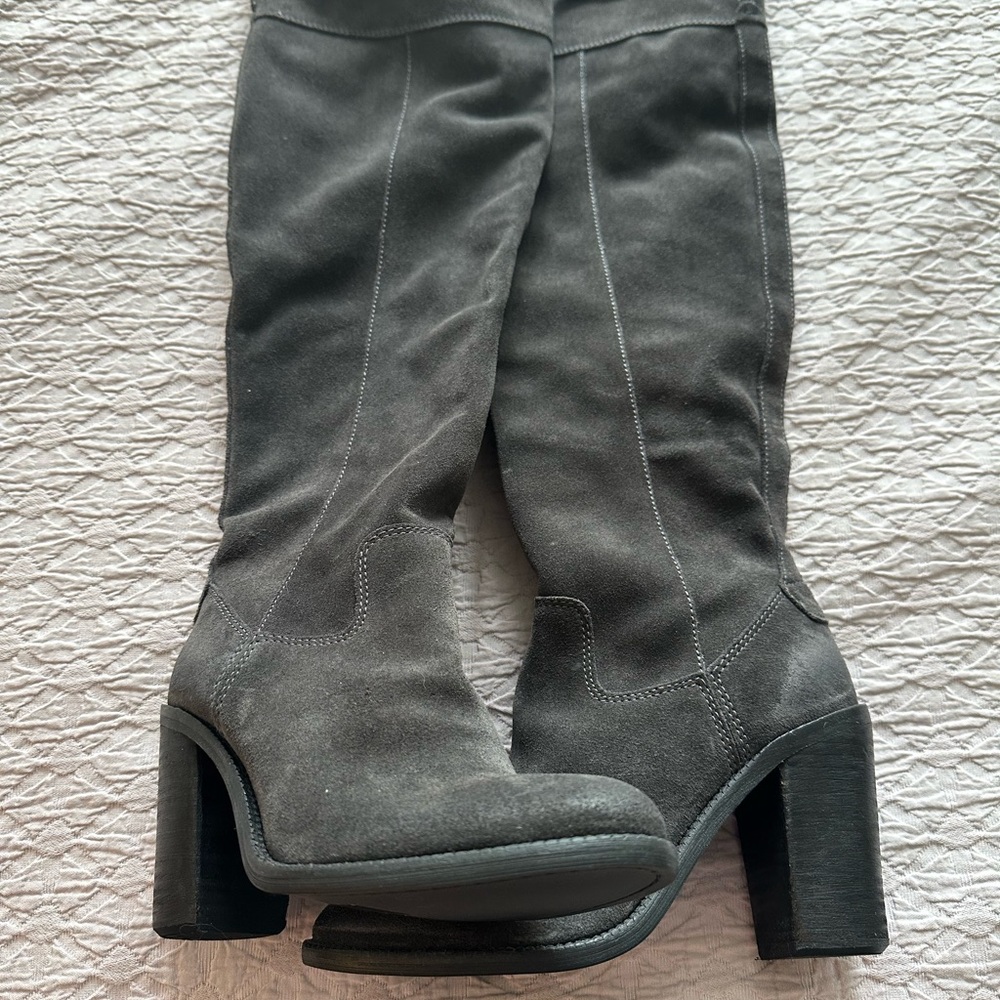 Dolce Vita Gray Over the Knee Boots with Block Heel - Picture 4 of 5